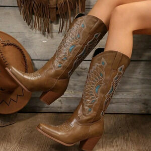 Women's Fashionable Four Seasons Western-Style Casual Riding Boots Cowgirl Boots